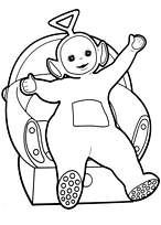 coloriage teletubbies Tinky Winky dans son fauteuil